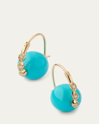 Sydney Evan 14K Turquoise Beaded Earrings with Diamond Marquise Eyes | Thumbnail 3 Sydney Evan 14K Turquoise Beaded Earrings with Diamond Marquise Eyes | Thumbnail 3