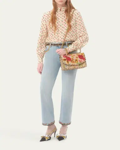 Valentino Garavani Cherry Print Crepe De Chine Button-Down Blouse | Thumbnail 2 Valentino Garavani Cherry Print Crepe De Chine Button-Down Blouse | Thumbnail 2