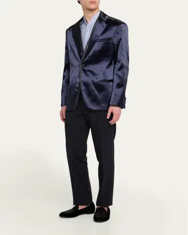 Giorgio Armani Men's Flat-Front Creased Trousers | Thumbnail 2 Giorgio Armani Men's Flat-Front Creased Trousers | Thumbnail 2