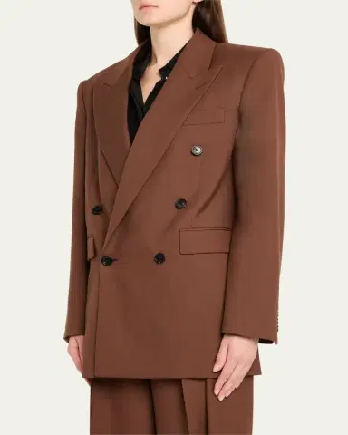 Saint Laurent Double-Breasted Strong-Shoulder Blazer | Thumbnail 8 Saint Laurent Double-Breasted Strong-Shoulder Blazer | Thumbnail 8
