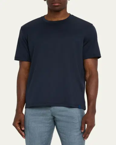 Brioni Men's Sea Island Cotton Crewneck T-Shirt | Thumbnail 3 Brioni Men's Sea Island Cotton Crewneck T-Shirt | Thumbnail 3
