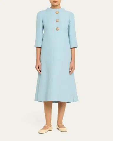 Valentino Garavani Strass Button High-Neck Crepe Midi Dress | Thumbnail 11 Valentino Garavani Strass Button High-Neck Crepe Midi Dress | Thumbnail 11