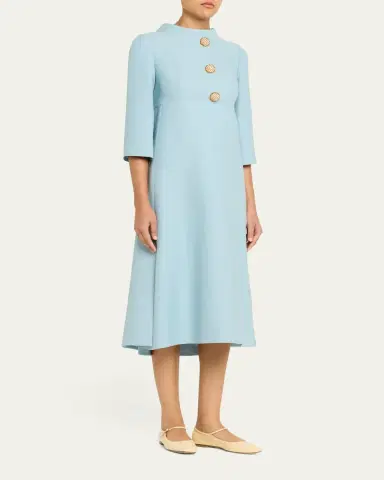 Valentino Garavani Strass Button High-Neck Crepe Midi Dress | Thumbnail 13 Valentino Garavani Strass Button High-Neck Crepe Midi Dress | Thumbnail 13