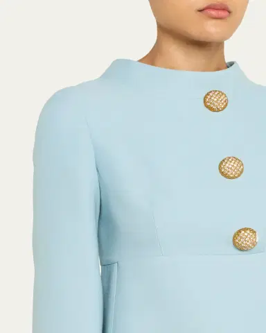Valentino Garavani Strass Button High-Neck Crepe Midi Dress | Thumbnail 14 Valentino Garavani Strass Button High-Neck Crepe Midi Dress | Thumbnail 14