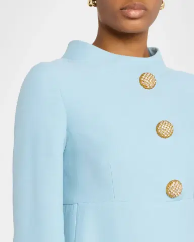 Valentino Garavani Strass Button High-Neck Crepe Midi Dress | Thumbnail 5 Valentino Garavani Strass Button High-Neck Crepe Midi Dress | Thumbnail 5