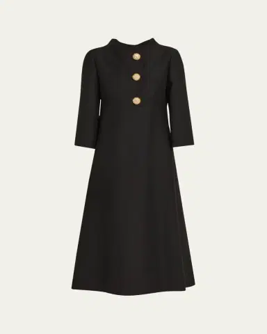Valentino Garavani Strass Button High-Neck Crepe Midi Dress | Thumbnail 6 Valentino Garavani Strass Button High-Neck Crepe Midi Dress | Thumbnail 6