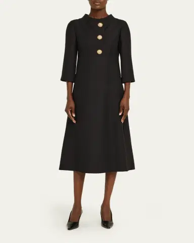 Valentino Garavani Strass Button High-Neck Crepe Midi Dress | Thumbnail 7 Valentino Garavani Strass Button High-Neck Crepe Midi Dress | Thumbnail 7