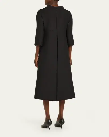 Valentino Garavani Strass Button High-Neck Crepe Midi Dress | Thumbnail 8 Valentino Garavani Strass Button High-Neck Crepe Midi Dress | Thumbnail 8