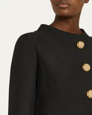 Valentino Garavani Strass Button High-Neck Crepe Midi Dress | Thumbnail 10 Valentino Garavani Strass Button High-Neck Crepe Midi Dress | Thumbnail 10