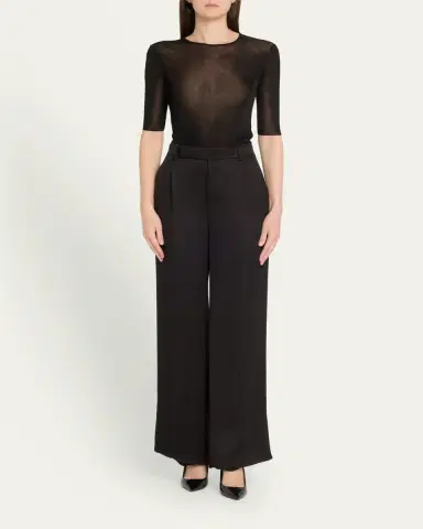 Saint Laurent Quarter Sleeve Knit Top with Logo Detail | Thumbnail 2 Saint Laurent Quarter Sleeve Knit Top with Logo Detail | Thumbnail 2