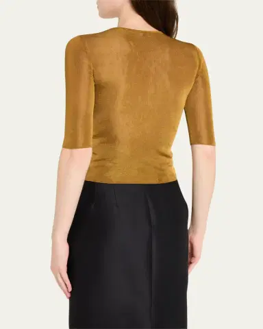 Saint Laurent Quarter Sleeve Knit Top with Logo Detail | Thumbnail 7 Saint Laurent Quarter Sleeve Knit Top with Logo Detail | Thumbnail 7