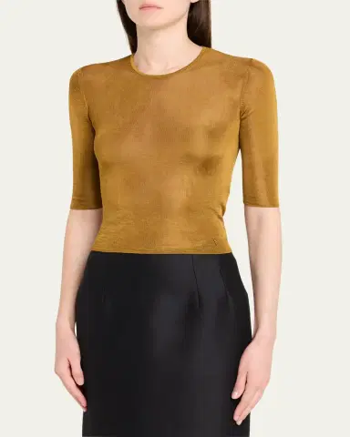 Saint Laurent Quarter Sleeve Knit Top with Logo Detail | Thumbnail 8 Saint Laurent Quarter Sleeve Knit Top with Logo Detail | Thumbnail 8