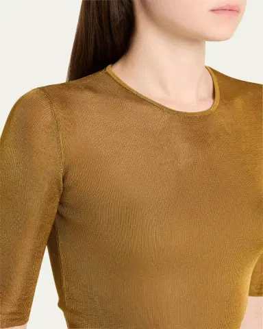 Saint Laurent Quarter Sleeve Knit Top with Logo Detail | Thumbnail 9 Saint Laurent Quarter Sleeve Knit Top with Logo Detail | Thumbnail 9
