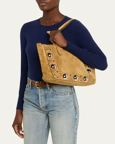 Valentino Garavani Nellcote Medium Studded Suede Tote Bag | Thumbnail 2 Valentino Garavani Nellcote Medium Studded Suede Tote Bag | Thumbnail 2
