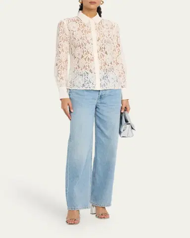 L'Agence Maia Lace Button-Front Blouse | Thumbnail 2 L'Agence Maia Lace Button-Front Blouse | Thumbnail 2