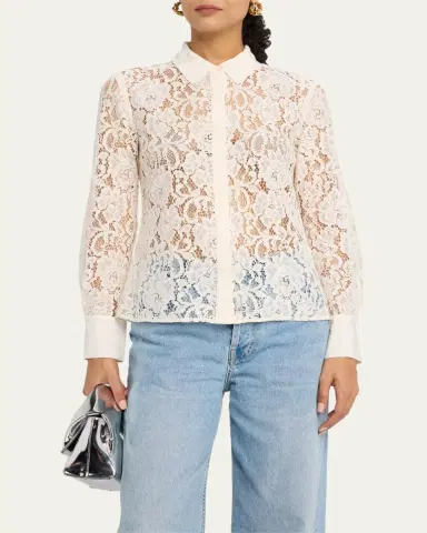 L'Agence Maia Lace Button-Front Blouse | Thumbnail 4 L'Agence Maia Lace Button-Front Blouse | Thumbnail 4