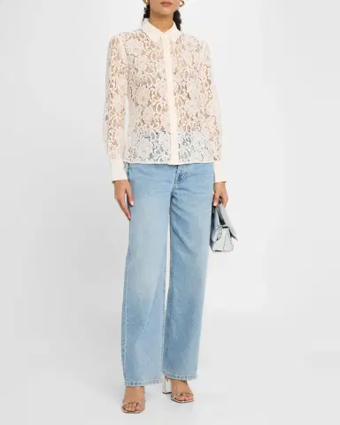 L'Agence Maia Lace Button-Front Blouse | Thumbnail 6 L'Agence Maia Lace Button-Front Blouse | Thumbnail 6