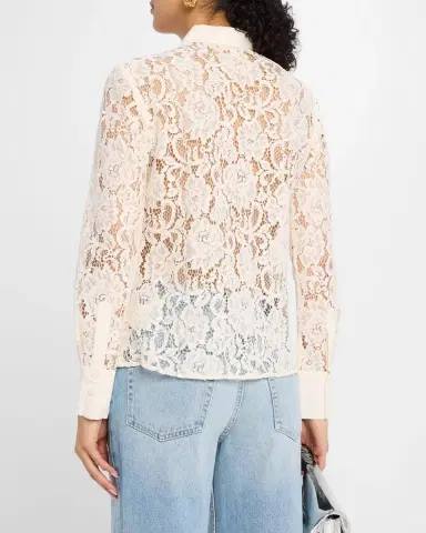 L'Agence Maia Lace Button-Front Blouse | Thumbnail 7 L'Agence Maia Lace Button-Front Blouse | Thumbnail 7