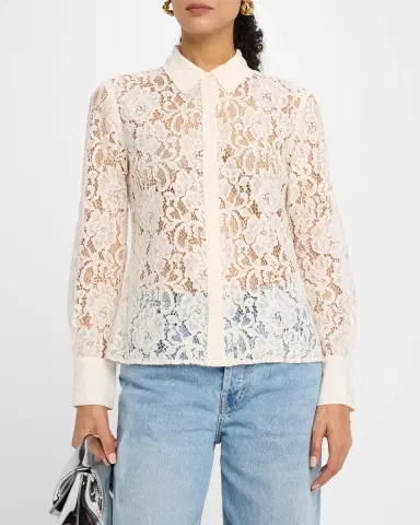 L'Agence Maia Lace Button-Front Blouse | Thumbnail 8 L'Agence Maia Lace Button-Front Blouse | Thumbnail 8