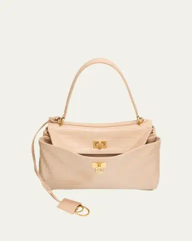 Balenciaga Rodeo Croc-Embossed Leather Top-Handle Bag | Thumbnail 3 Balenciaga Rodeo Croc-Embossed Leather Top-Handle Bag | Thumbnail 3