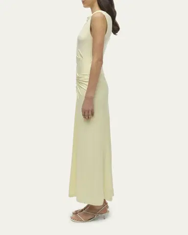 SIMKHAI Acacia Sleeveless Ruched Midi Dress | Thumbnail 4 SIMKHAI Acacia Sleeveless Ruched Midi Dress | Thumbnail 4