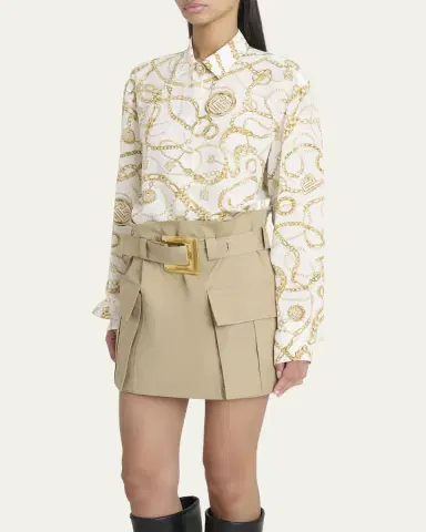 Balmain Chain Print Silk Blouse | Thumbnail 4 Balmain Chain Print Silk Blouse | Thumbnail 4