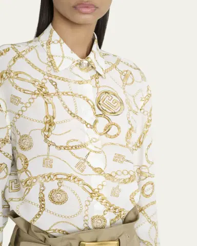 Balmain Chain Print Silk Blouse | Thumbnail 5 Balmain Chain Print Silk Blouse | Thumbnail 5