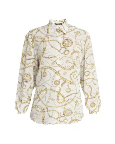 Balmain Chain Print Silk Blouse | Thumbnail 1 Balmain Chain Print Silk Blouse | Thumbnail 1