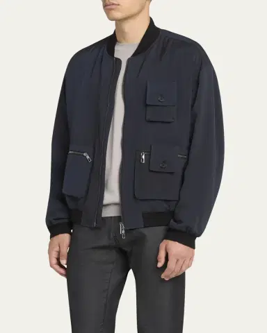 Giorgio Armani Men's Chevron Utility Bomber Jacket | Thumbnail 4 Giorgio Armani Men's Chevron Utility Bomber Jacket | Thumbnail 4