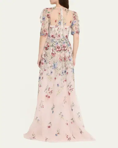 Rickie Freeman for Teri Jon Floral-Embroidered Illusion Tulle Gown | Thumbnail 3 Rickie Freeman for Teri Jon Floral-Embroidered Illusion Tulle Gown | Thumbnail 3
