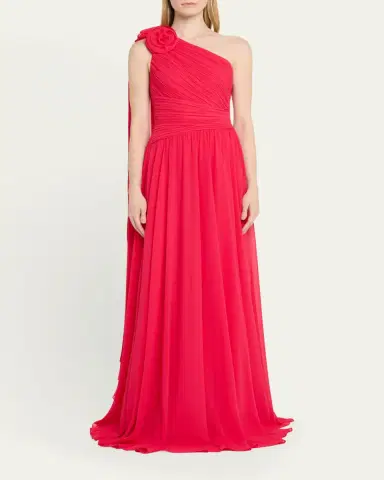 Rickie Freeman for Teri Jon Draped One-Shoulder Pleated Chiffon Gown | Thumbnail 2 Rickie Freeman for Teri Jon Draped One-Shoulder Pleated Chiffon Gown | Thumbnail 2