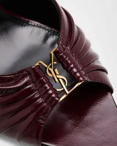 Saint Laurent Babylone YSL Ruched Leather Mule Sandals | Thumbnail 2 Saint Laurent Babylone YSL Ruched Leather Mule Sandals | Thumbnail 2