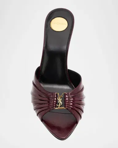 Saint Laurent Babylone YSL Ruched Leather Mule Sandals | Thumbnail 3 Saint Laurent Babylone YSL Ruched Leather Mule Sandals | Thumbnail 3