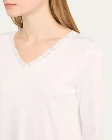 Hanro Moments Lace-Trim Cotton Nightgown | Thumbnail 4 Hanro Moments Lace-Trim Cotton Nightgown | Thumbnail 4