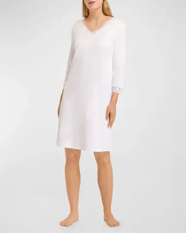 Hanro Moments Lace-Trim Cotton Nightgown | Thumbnail 6 Hanro Moments Lace-Trim Cotton Nightgown | Thumbnail 6