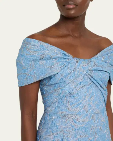 Rickie Freeman for Teri Jon Off-Shoulder Metallic Jacquard Gown | Thumbnail 5 Rickie Freeman for Teri Jon Off-Shoulder Metallic Jacquard Gown | Thumbnail 5