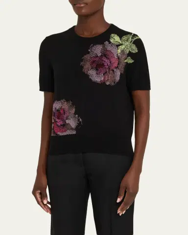 Libertine American Beauty Embellished Short-Sleeve Cashmere Sweater | Thumbnail 4 Libertine American Beauty Embellished Short-Sleeve Cashmere Sweater | Thumbnail 4