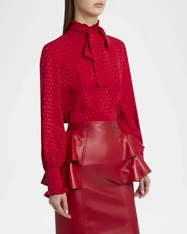 Valentino Garavani High-Neck Silk Heart Shirt | Thumbnail 10 Valentino Garavani High-Neck Silk Heart Shirt | Thumbnail 10