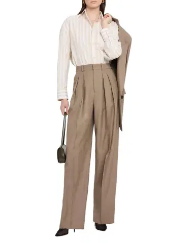 Saint Laurent High-Rise Pleated Tapered-Leg Trousers | Thumbnail 1 Saint Laurent High-Rise Pleated Tapered-Leg Trousers | Thumbnail 1