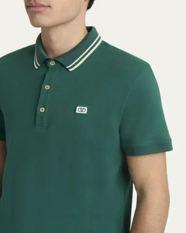 Valentino Garavani Men's VLogo-Patch Pique Polo Shirt | Thumbnail 9 Valentino Garavani Men's VLogo-Patch Pique Polo Shirt | Thumbnail 9