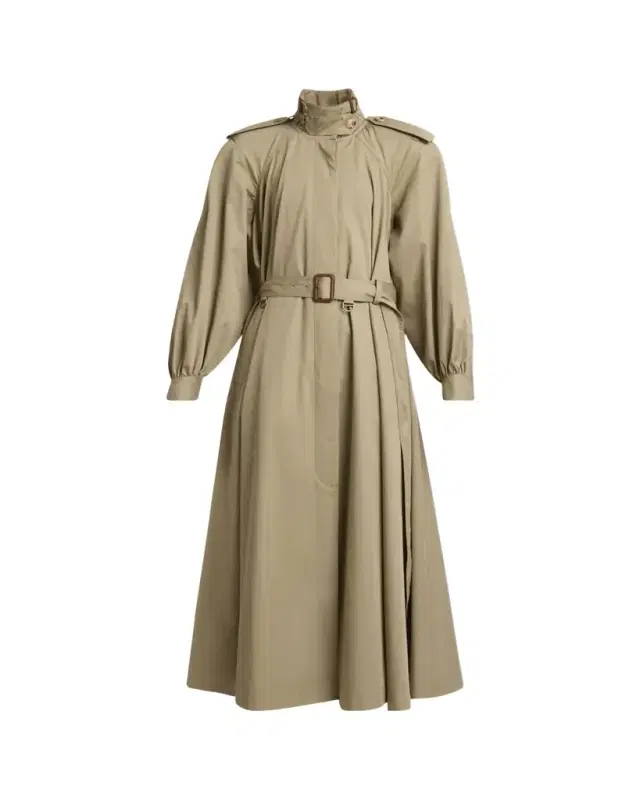 Chloe Long High-Neck Belted Gabardine Trench Coat