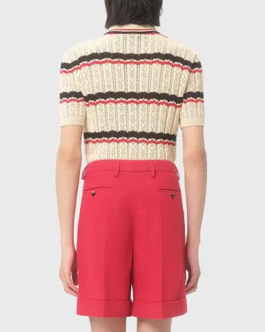 Valentino Garavani Men's Stripe Cotton Eyelet VLogo-Pocket Polo Shirt | Thumbnail 11 Valentino Garavani Men's Stripe Cotton Eyelet VLogo-Pocket Polo Shirt | Thumbnail 11