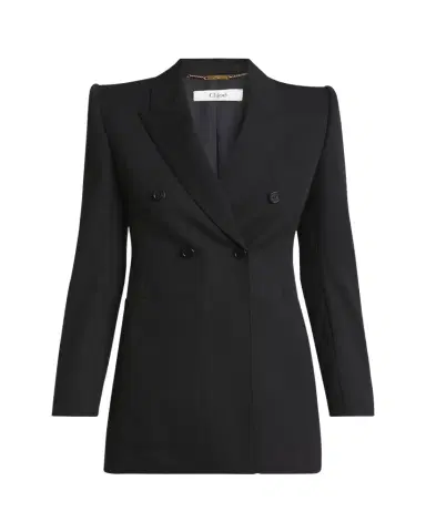 Chloé Double-Breasted Wool Tailored Jacket With Patch Pockets | Thumbnail 1 Chloé Double-Breasted Wool Tailored Jacket With Patch Pockets | Thumbnail 1