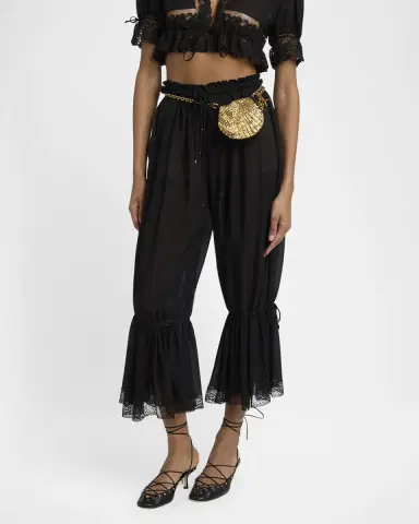 Chloé Drawstring Lace-Trim Cropped Pants | Thumbnail 3 Chloé Drawstring Lace-Trim Cropped Pants | Thumbnail 3