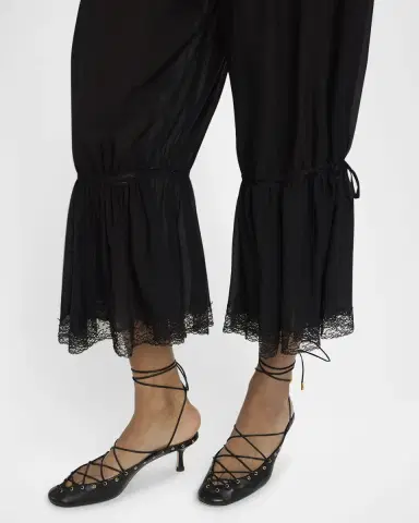Chloé Drawstring Lace-Trim Cropped Pants | Thumbnail 4 Chloé Drawstring Lace-Trim Cropped Pants | Thumbnail 4
