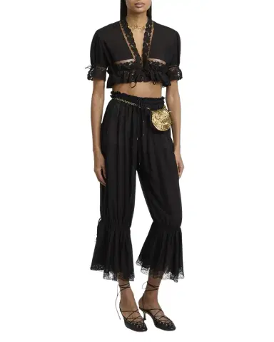 Chloé Drawstring Lace-Trim Cropped Pants | Thumbnail 1 Chloé Drawstring Lace-Trim Cropped Pants | Thumbnail 1