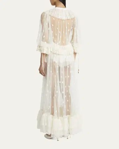 Chloé Long Lace Ruffled Drawstring Dress | Thumbnail 3 Chloé Long Lace Ruffled Drawstring Dress | Thumbnail 3