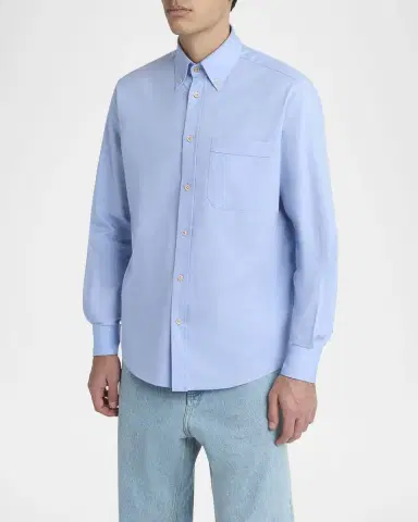 Valentino Garavani Men's Oxford Button-Collar Dress Shirt | Thumbnail 4 Valentino Garavani Men's Oxford Button-Collar Dress Shirt | Thumbnail 4