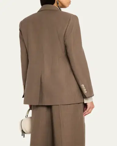 Brunello Cucinelli Double-Breasted Fluid Linen Twill Blazer | Thumbnail 3 Brunello Cucinelli Double-Breasted Fluid Linen Twill Blazer | Thumbnail 3