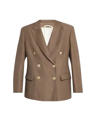 Brunello Cucinelli Double-Breasted Fluid Linen Twill Blazer | Thumbnail 1 Brunello Cucinelli Double-Breasted Fluid Linen Twill Blazer | Thumbnail 1